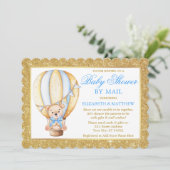 Hot-Air ballon Beer Glitter Blue Shower per Mail Kaart (Staand voorkant)