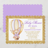 Hot Air ballon Beer Glitter Paars Shower per Mail Kaart (Voorkant / Achterkant)