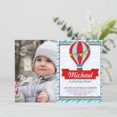 Hot Air ballon Birthday Party - Fotouitnodiging Kaart (Staand voorkant)