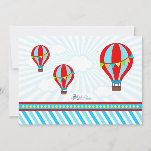 Hot Air ballon Birthday Party - Fotouitnodiging Kaart (Achterkant)