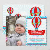 Hot Air ballon Birthday Party - Fotouitnodiging Kaart (Voorkant / Achterkant)