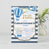 Hot Air Ballon Birthday Party Invitation Kaart (Staand voorkant)