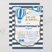 Hot Air Ballon Birthday Party Invitation Kaart (Voorkant / Achterkant)