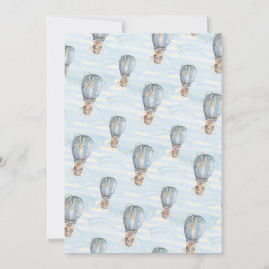 Hot Air Ballon Blue Boho 1e verjaardag Uitnodiging (Achterkant)