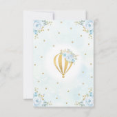 Hot Air Ballon Blue Gold Floral Roos 1e verjaardag Kaart (Achterkant)