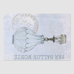 Hot Air Ballon Blue Sky  Postmark Frans Tissuepapier