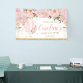 Hot-Air ballon Blush Pink Floral Backdrop Welkom Spandoek (Beurs)