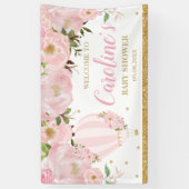 Hot-Air ballon Blush Pink Floral Backdrop Welkom Spandoek (Verticaal)