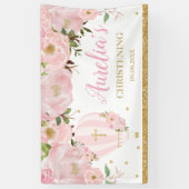Hot-Air ballon Blush Pink Floral Backdrop Welkom Spandoek (Verticaal)