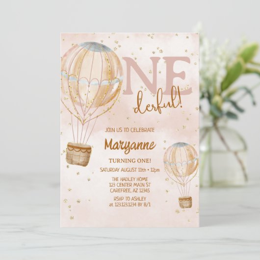 Hot Air Ballon Boho 1e verjaardag Kaart (Staand voorkant)