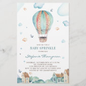 Hot Air Ballon Boy Baby Sprinkle nodigt uit (Voorkant)