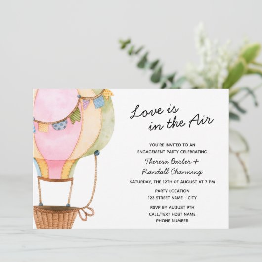 Hot Air Ballon Bridal Uitnodiging (Staand voorkant)