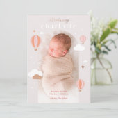 Hot Air ballon Clouds Stars Newborn Baby Birth Aankondiging (Staand voorkant)