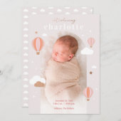 Hot Air ballon Clouds Stars Newborn Baby Birth Aankondiging (Voorkant / Achterkant)
