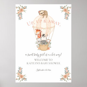 Hot-Air ballon Cute Animals Giraffe Sleuf Zebra Poster