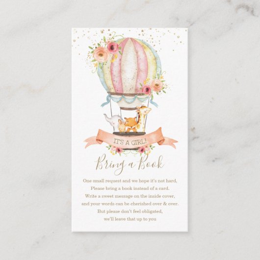 Hot-Air ballon Cute Baby Animals brengen een boek  Informatiekaartje (Voorkant)