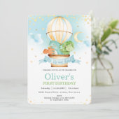 Hot Air Ballon Cute Dinosaurs Birthday Party Boy  Kaart (Staand voorkant)