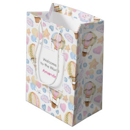 Hot-Air ballon Cute Waterverf Patroon Nieuwe baby Medium Cadeauzakje