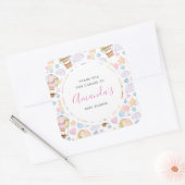 Hot-Air ballon Cute Waterverf Pattern Hartelijk da Vierkante Sticker (Envelop)
