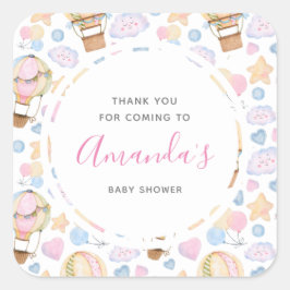 Hot-Air ballon Cute Waterverf Pattern Hartelijk da Vierkante Sticker