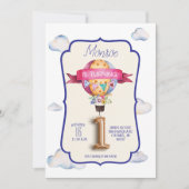 Hot Air Ballon Eerste Verjaardag Uitnodigingen (Voorkant)