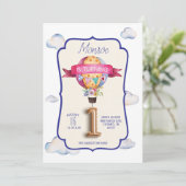 Hot Air Ballon Eerste Verjaardag Uitnodigingen (Staand voorkant)