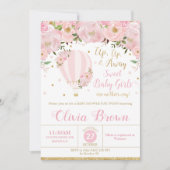 Hot Air ballon Floral Baby shower Twin Girls Kaart (Voorkant)