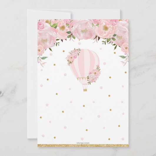 Hot Air ballon Floral Baby shower Twin Girls Kaart (Achterkant)