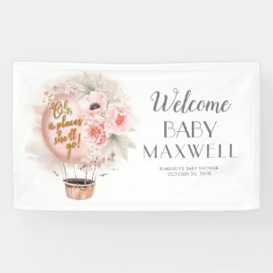 Hot Air Ballon Floral Baby shower Welkom Spandoek