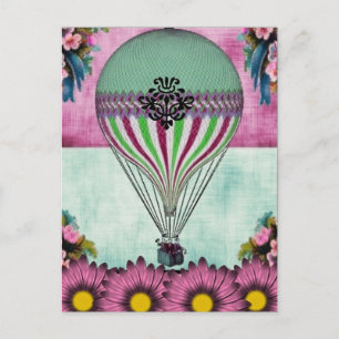 Hot Air Ballon  Floral Briefkaart