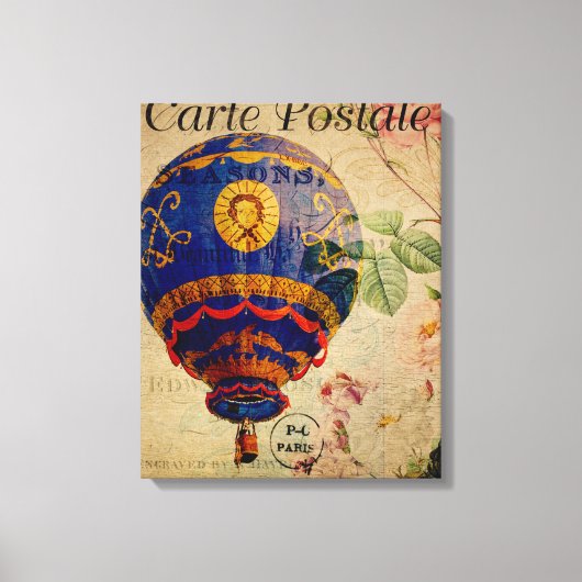 Hot Air Ballon Frans Briefkaart Canvas Afdruk (Voorkant)