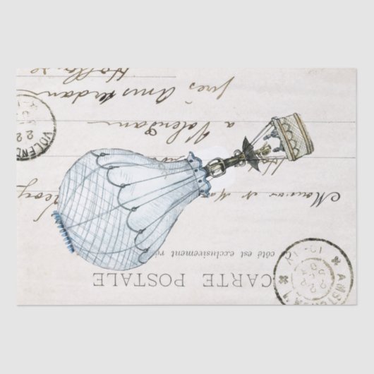 Hot Air ballon Franse Carte Postale-ontkoppeling Tissuepapier (Voorkant)