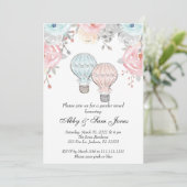 Hot Air Ballon Genderkwesties onthullen uitnodigin Kaart (Staand voorkant)