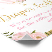 Hot Air ballon Gold Pink Floral Diaper Raffle Poster (Hoek)