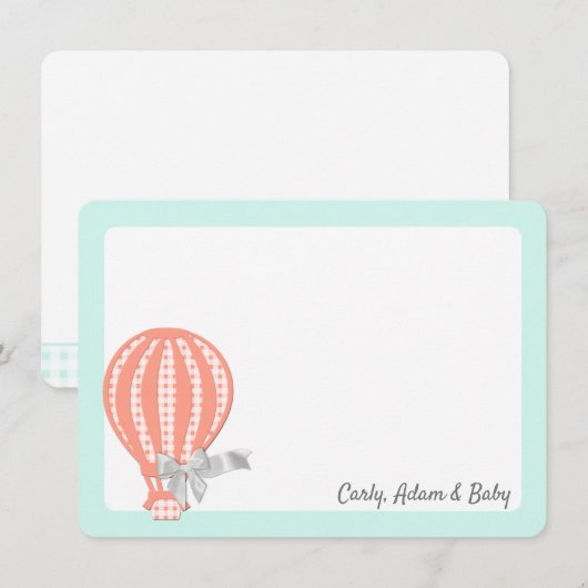 Hot Air ballon Hartelijk dank Bedankkaart (Voorkant / Achterkant)