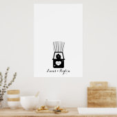 Hot Air ballon Kiss Thumbprint Weddenschap Poster (Keuken)