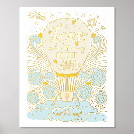 Hot Air ballon "Liefde zit in de lucht" Folie Afdrukken (Voorkant)