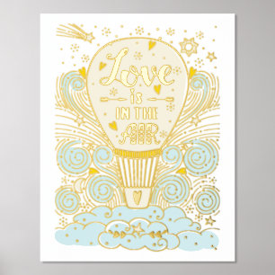 Hot Air ballon "Liefde zit in de lucht" Folie Afdrukken