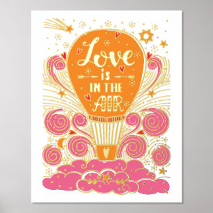 Hot Air ballon "Liefde zit in de lucht" Folie Afdrukken