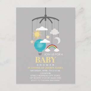 Hot Air Ballon Mobile Boy Modern Baby shower Kaart