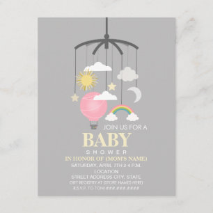 Hot Air ballon Mobile Girl Modern Baby shower Kaart