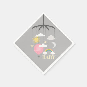 Hot Air ballon Modern Roze Baby shower Napkins Servetten