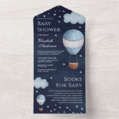  Hot Air Ballon Navy Blue Baby shower All In One Uitnodiging (Binnen)