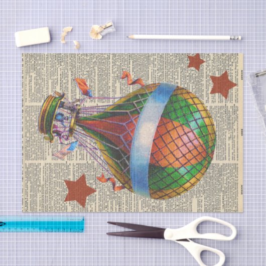 Hot Air Ballon  Newspaper Decoupage Tissuepapier (Craft)