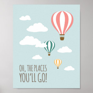 Hot-Air ballon Nursery Wall Art afdrukken Poster
