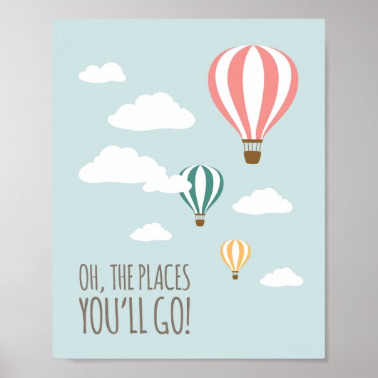 Hot-Air ballon Nursery Wall Art afdrukken Poster (Voorkant)