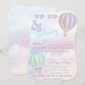 Hot-air ballon, op- en afscheid van uw verjaardag kaart (Voorkant / Achterkant)