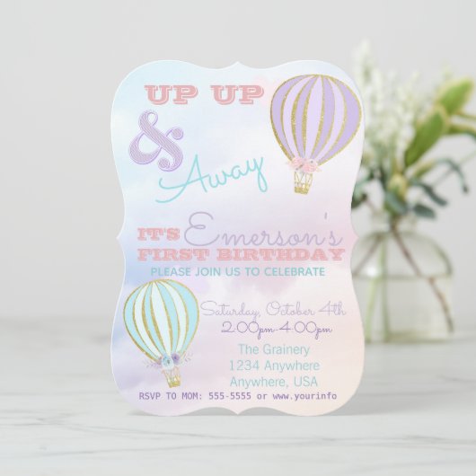 Hot-air ballon, op- en afscheid van uw verjaardag kaart (Staand voorkant)