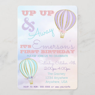 Hot-air ballon, op- en afscheid van uw verjaardag kaart