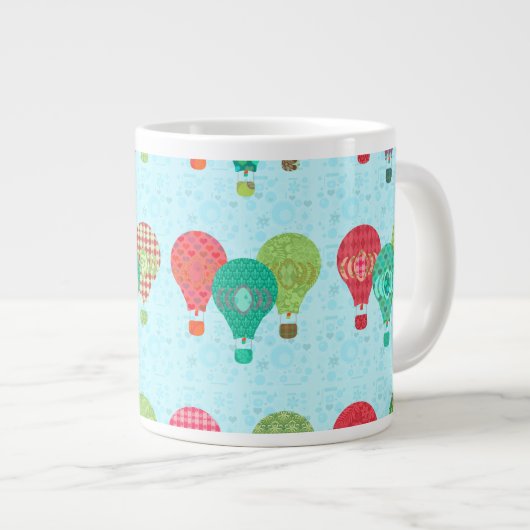 Hot-Air ballon  Pattern Illustratie Grote Koffiekop (Voorkant rechts)